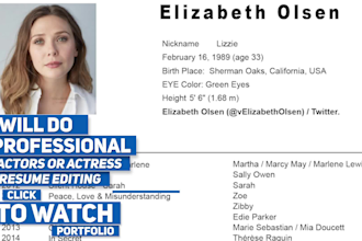 create or edit expert resume writing for actors or actresses and speakers