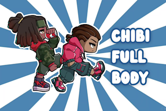 draw your character in cute chibi full body style