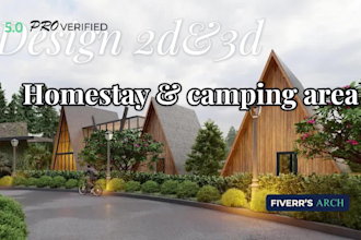 3d design and decor for garden landscape resort, villas