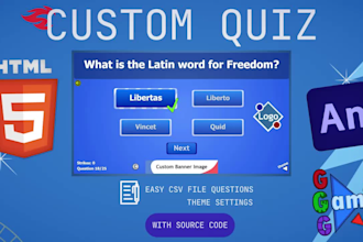 deliver a ready made customizable quiz HTML5 game with adobe animate