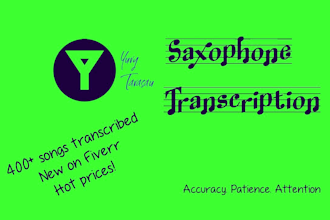 transcribe any saxophone audio score to sheet music notation