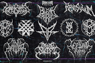 black metal, death metal, deathcore emblem monogram band logo