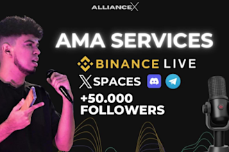 be your ama host speaker on binance live, x twitter spaces, discord or telegram