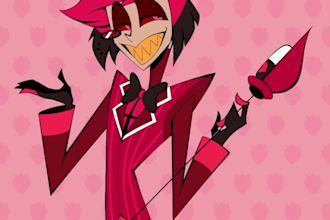 draw your character in a similar artstyle to hazbin hotel