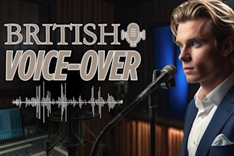 record an appealing male british voice over as your english voice over actor
