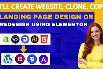 create wordpress landing page design, sales page, business page, using elementor