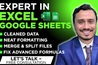 clean, organize, merge excel, CSV, google sheets and fix formulas