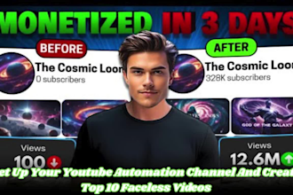create faceless videos and set up top 10 automation youtube channel