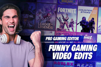 do professional and funny gaming video editing for youtube