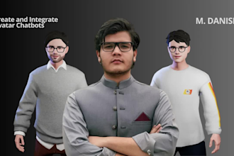 create custom ai,ml,nlp, 3d avatars with chatbots, lip sync