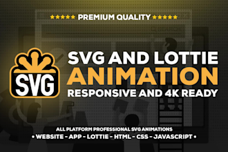 do svg, HTML, CSS, lottie, javascript animation web or app