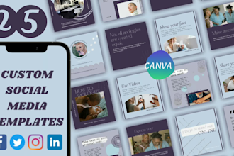 design 25 instagram feed, insta canva templates and social media post