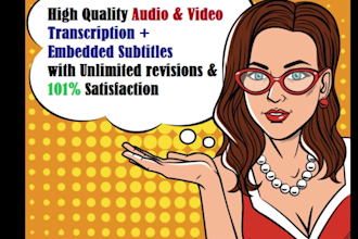 do pro english audio video transcription and add subtitles