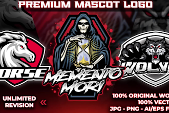 create custom mascot logo for esport team, twitch, youtube, sports, gaming