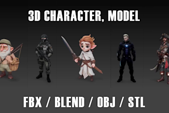 create 3d high or low poly characters or game assets