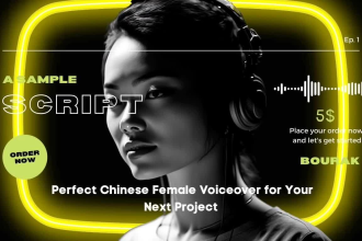 record a professional chinese female voiceover in 3 hours