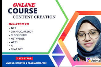 create nft, metaverse, blockchain, crypto,web3,ai and chatgpt online course