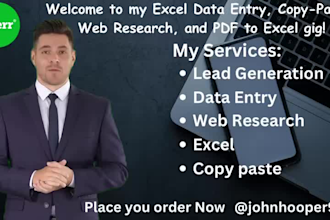 be your data entry, copy paste, web research, and pdf to excel