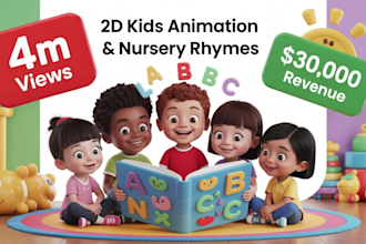 do 2d animation for kids and nursery rhyme for fast youtube channel monetization