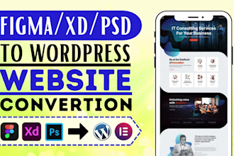 convert figma, xd, PSD to wordpress with elementor