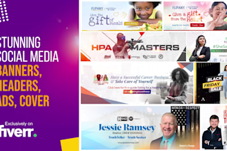 design stunning social media banners, headers, ads, cover