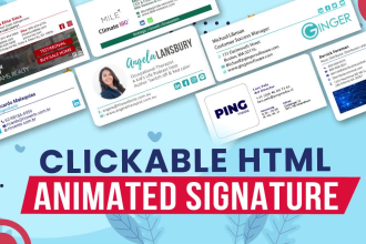 create a clickable HTML email signature with animated GIF