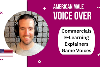 record your professional voice over in american english with commercial rights