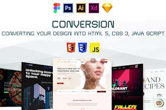 convert figma to html, xd to html, psd to html responsive