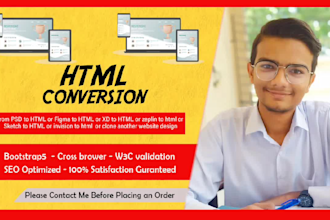 convert xd to html figma to html psd to html responsive site