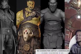 create premium quality 3d character models, sculpting for games, and 3d printing