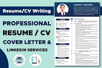 write your resume, CV, cover letter and optimize linkedin profile
