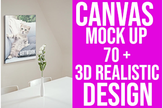do realistic canvas mockup artwork poster in photoshop