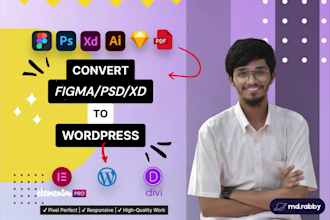 convert figma, psd, xd to wordpress website using elementor