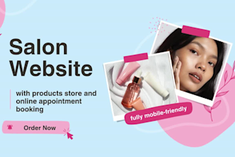create a modern, beauty salon site with appointment booking