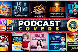 design premium podcast cover art, logo