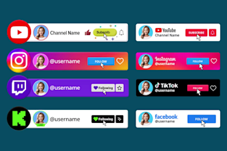 create youtube subscribe and social media lower third animation