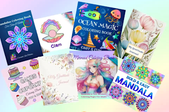create coloring book page covers and journals for any theme