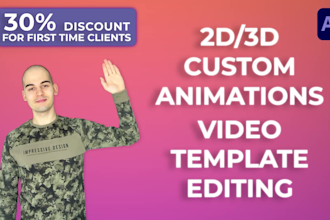 create custom 2d or 3d animations or professionally edit after effects templates
