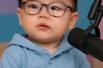 create ai baby podcast, ai new baby video, funny baby podcast video reels