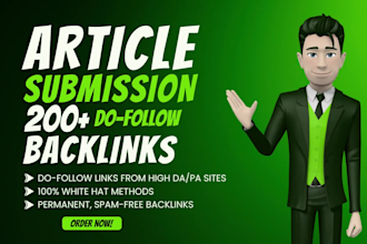 do 200 article submission with high quality contextual backlinks