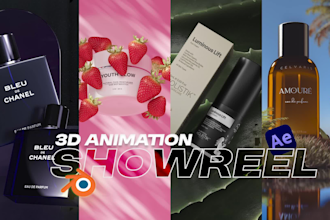 create 3d cosmetics product modeling and animation