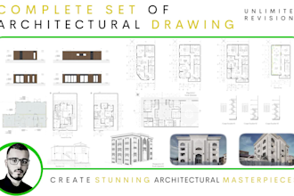 draw a full sett of architectural construction drawings