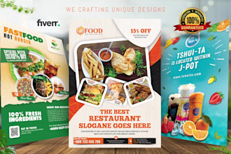 restaurant poster, cafe, bakery, catering flyer, food poster