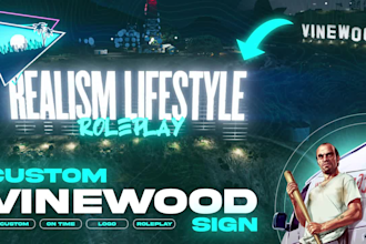 make vinewood sign into your 3d logo or text for fivem roleplay gtav