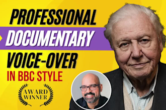 record a professional documentary voice over in a bbc style