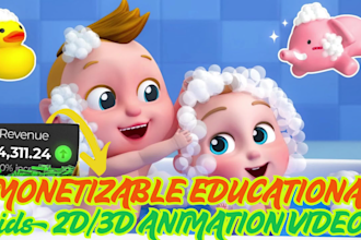 produce 2d, 3d animation, fast learning kids video for youtube channel
