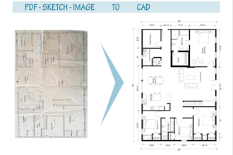 convert pdf , sketch or image to cad drawing in autocad