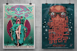 create posters for music bands, album book covers, or any type of events