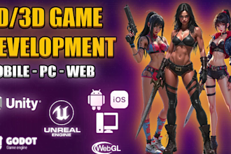 develop  games for mobile, pc and web by using unity engine