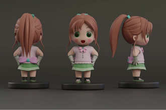 sculpt printable articulated 3d chibi character table top 3d toy for 3d printing